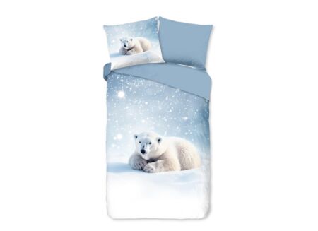Dekbedovertrek Esben 140x220cm - flanel - blauw
