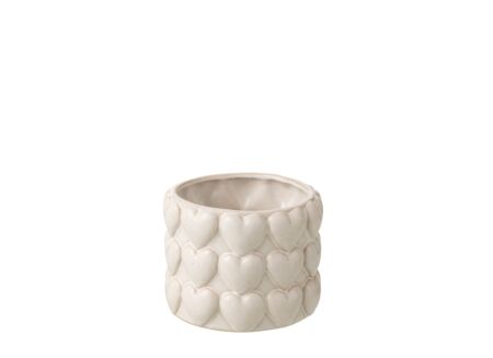 Bloempot Harten H11,5cm - stoneware - ecru