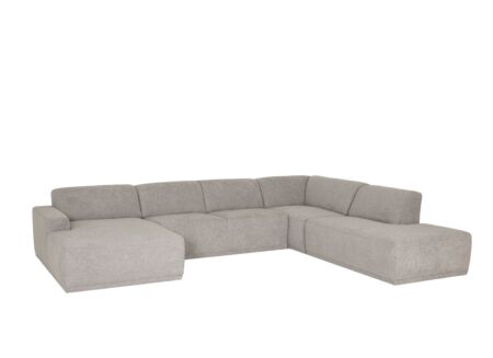 Hoeksalon Ibero 374x283cm - stof - grijs met zitdiepteverstelling