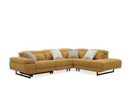 Hoeksalon Exeter 299x240cm - stof - chacha geel met relax