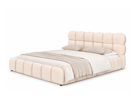 Gestoffeerd bed Journey 160x200cm - bouclé - roze met opbergruimte