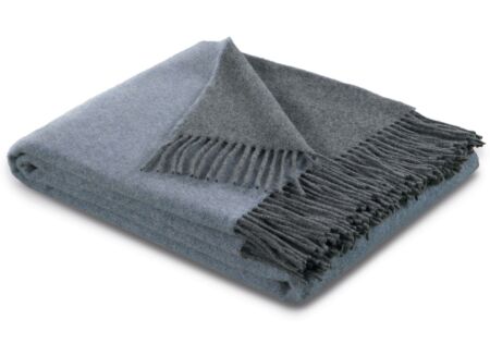 Plaid Blau-Grau 150x200cm - kasjmier & wol - blauw & grijs