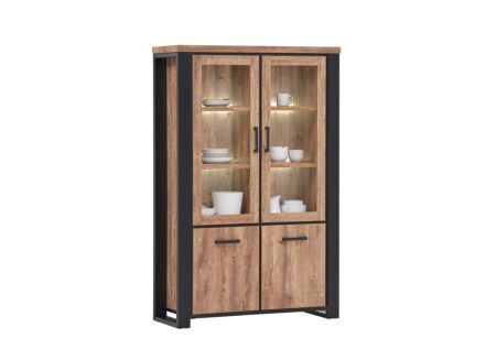 Vitrinekast Estrella 126cm - decor - industrial oak