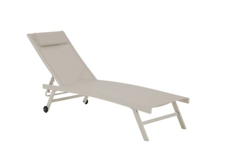 Chaise longue Oasis 194x55x91cm - textilène & aluminium - greige