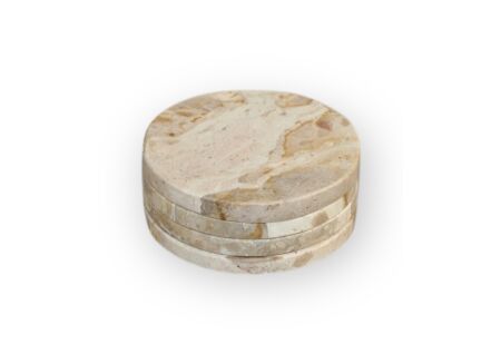 Onderzetters voor glazen Ø10cm - marmer - beige