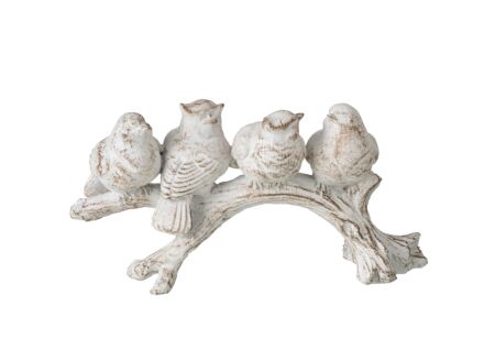 Beeldje Vogel Klei 26x8,5x13,5cm - keramiek - ecru