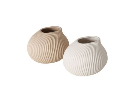 Vaas Porty H13cm - keramiek - beige/wit