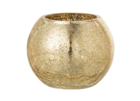 Windlicht Bol carquele effect H9,5cm - glas - goud