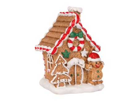 Kerstdecoratie Cookie Huise 8x7x11cm - aardewerk - bruin