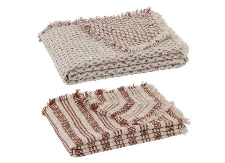 Plaid 130x180cm - katoen - gebroken wit & roestbruin Plaid 130x180cm - katoen - gebroken wit & roestbruin