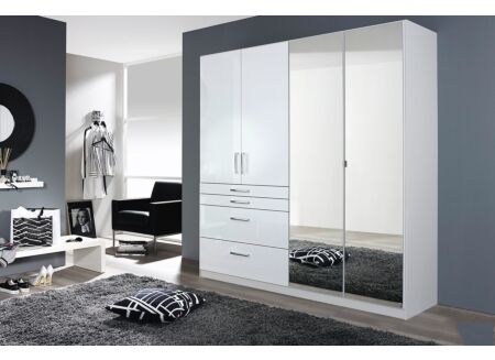Kleerkast 181cm - decor - hoogglans wit