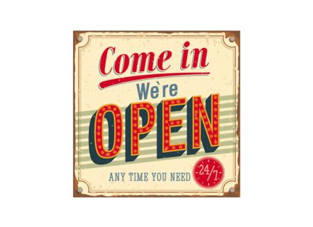 Foto op canvas We're Open 60x60cm
