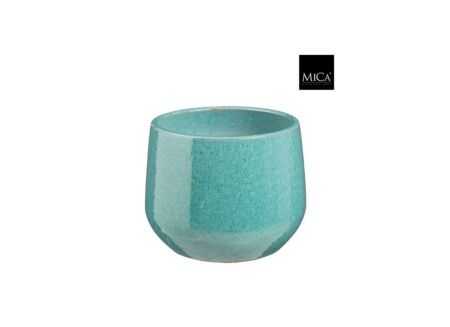 Bloempot Matteo H15cm - terracotta - turquoise