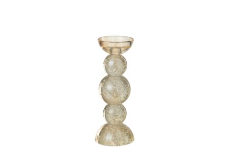 Kaarsenhouder Champagne H26,5cm - glas - beige