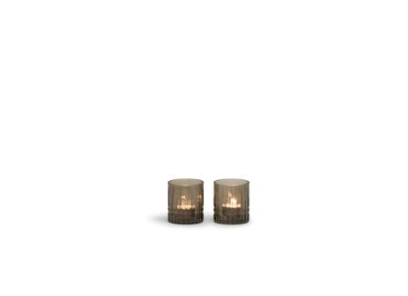 Kaarsenhouder handgeslepen Ø7,5x8cm - glas - light smoke