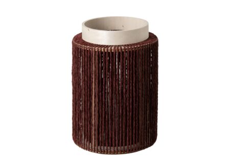 Lantaarn H26cm - papier - bordeaux & naturel
