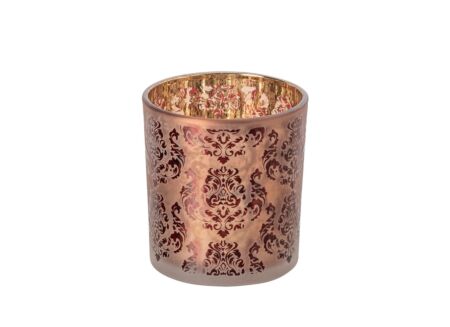 Theelichthouder Bloemen H7,3cm - glas - rood