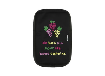 Wijnkoeler Du bon vin pour les copains 15,5x20cm - nylon - zwart