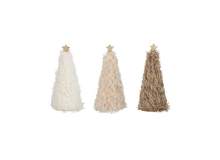 Kerstdecoratie Kerstboom H17cm - kunststof - beige Kerstdecoratie Kerstboom H17cm - kunststof - beige