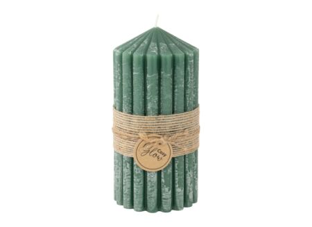 Kaars Ribble Ø7x14cm - paraffine - groen