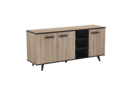 Dressoir Wayne 160,7cm - meubelplaat/spaanplaat - eik/zwart
