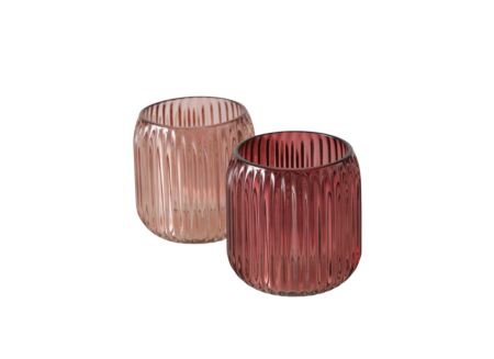 Theelichthouder Remsa H8,5cm - glas - licht/donkerroze