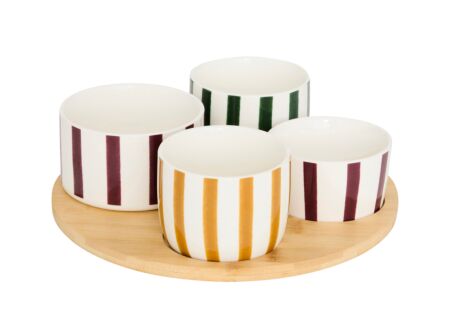 Aperoset Cheri Ø25cm - bamboe & porselein - multicolor