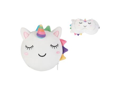 Kussen Unicorn met slaapmasker - stof - wit