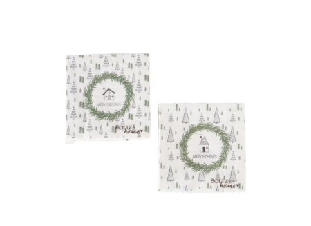 Serviette Skane 17x17cm groen wit 20 stuks