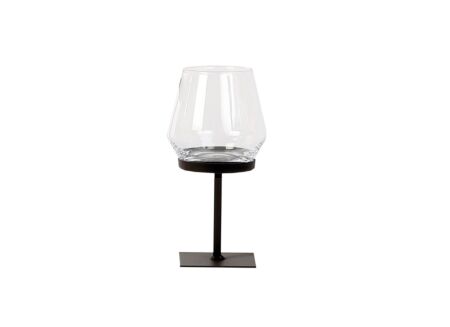 Windlicht Laurentius H25cm - metaal & glas - zwart