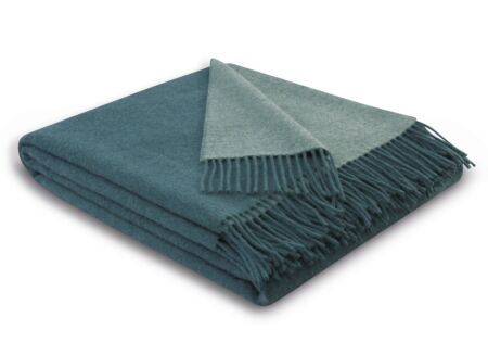 Plaid Teal-Green 130x170cm - kasjmier & wol - blauw & groen