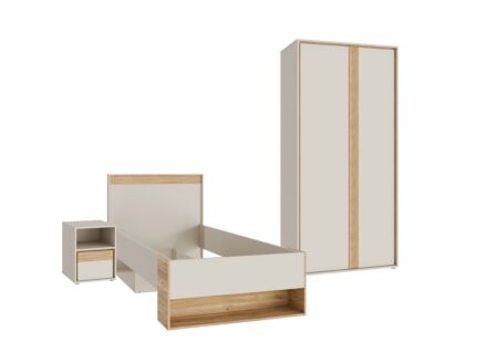 Kinderkamer Wexlin met bed 90x200cm - kleerkast 91cm en 1 nachtkastje