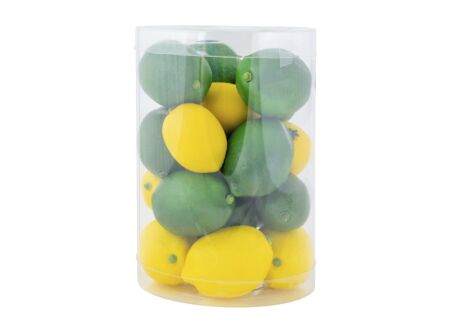 Deco Citroen 6x4cm - kunststof - geel & groen set van 16