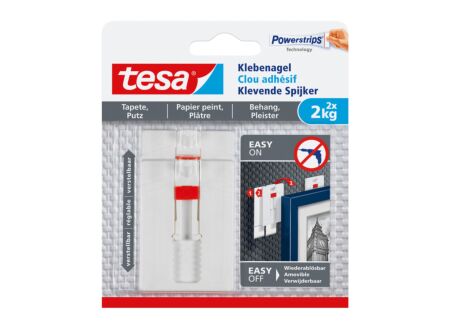 Verstelbare klevende spijker tesa 2kg, 2 stuks