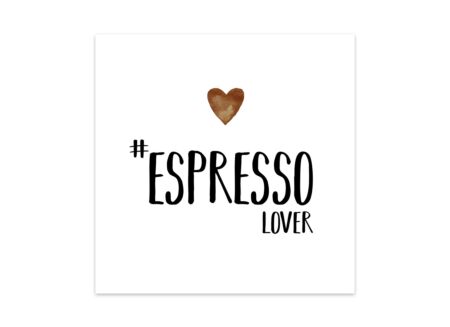 Serviette Espresso lover 25x25cm - papier - wit 20 stuks