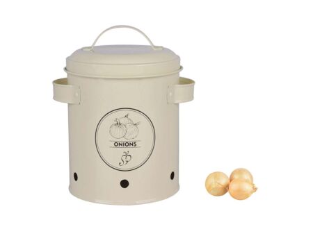 Voorraadpot voor ajuin metaal beige