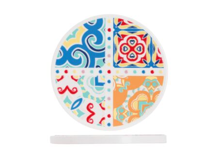Onderzetters voor glazen Ø10cm - stoneware - multicolor set van 4