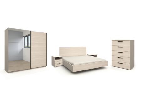 Slaapkamer Lola met bed 180cm - kleerkast 250cm - ladekast 88cm en 2 nachtkastjes