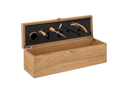 Sommelierkoffer Marc 5-delig 35,8x12x10,9cm - MDF & staal - bruin
