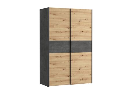 Schuifdeurkast Khanea 120cm - decor - artisanale eik/beton