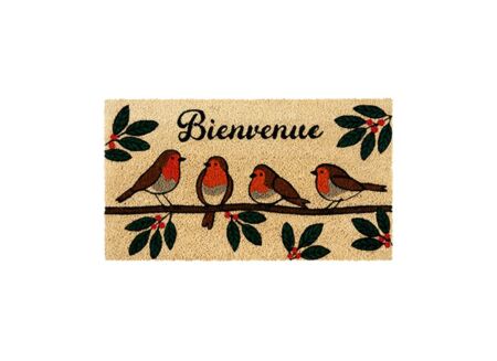 Deurmat Roodborstjes 70x40cm - kokos & PVC - multicolor