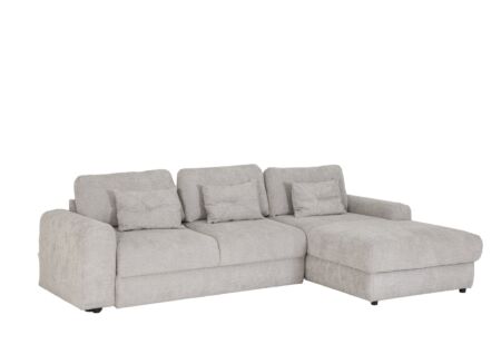 Hoeksalon Siracusa 310x185cm - stof - silver met bedfunctie en opbergruimte