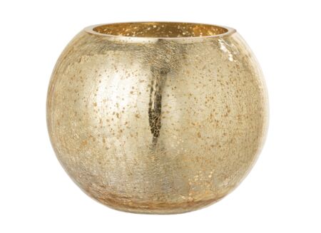 Windlicht Bol craquele effect H16cm - glas - goud