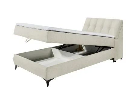Disposition - Lit box Atlantis 120x200cm - tissu - ivoire avec rangement