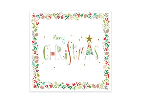 Serviette Christmas Greetings 33x33cm - papier - multicolor 20 stuks