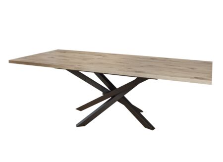 Tafel Sacha 190-140x100cm - melamine & metaal - canyon oak & zwart