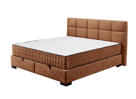 Bedbox Nagol A 160x200cm met opbergruimte stof cognac