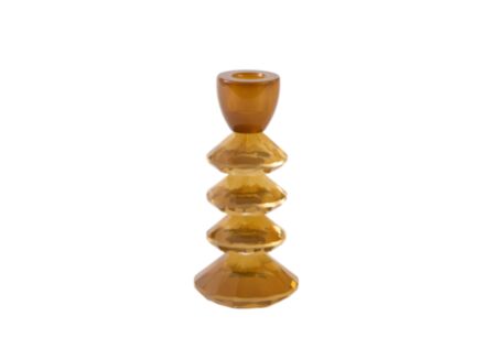 Kaarsenhouder Rovelo H17cm - glas - donkerbruin