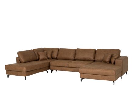 Hoeksalon Alicante 373x228cm - stof - cognac