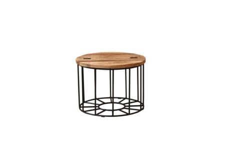 Salontafel Harold hout massief rond met opbergruimte